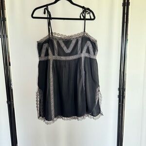 Free People Black and Gray Women's lace trimmed tunic top.